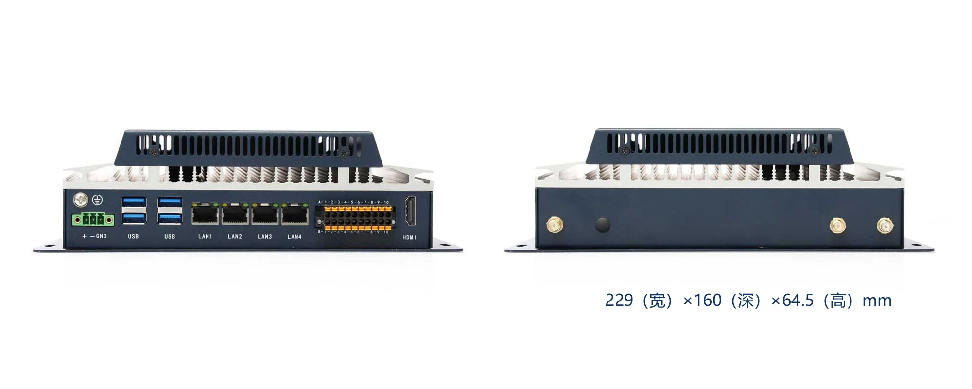 EA-N200A Edge AI Computer — Three-View Dimensions (mm) — CESIPC