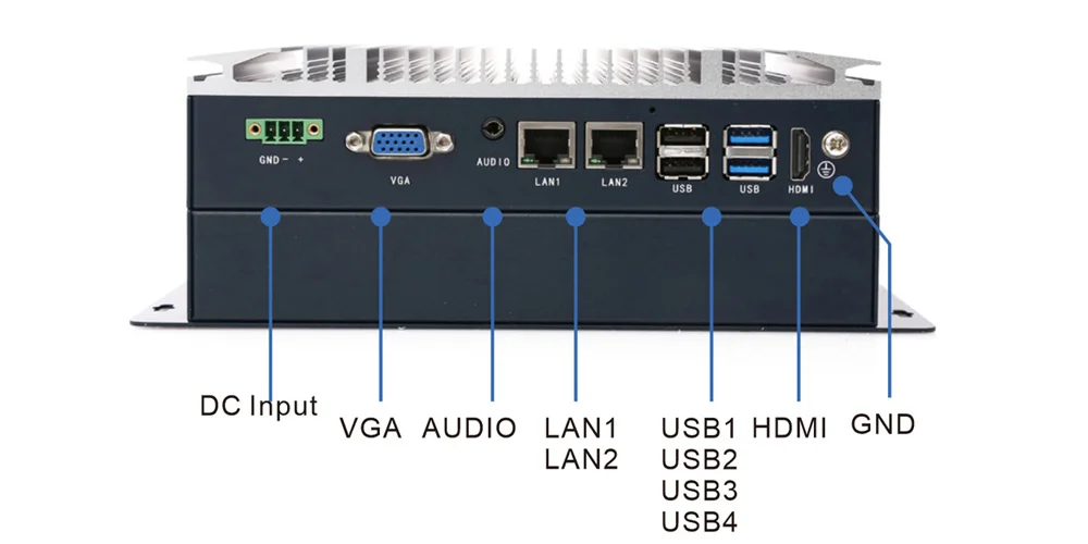 EPC-202B embedded industrial computer - front panel I/O layout