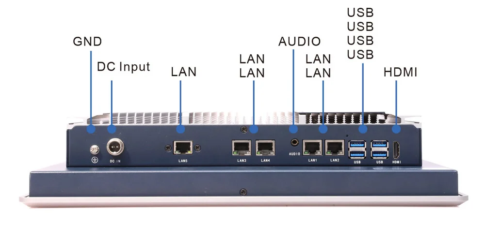 EPC-S1522E embedded industrial panel PC (standard screen) - front panel I/O layout