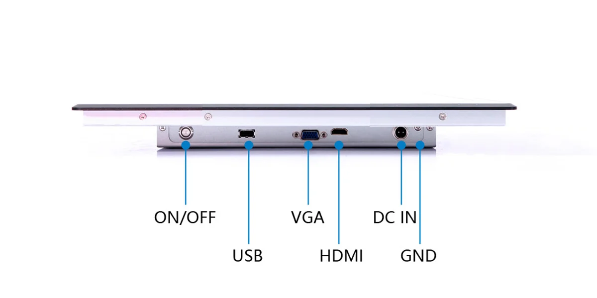 FPM-S1502A industrial monitor (standard screen) - front panel I/O layout