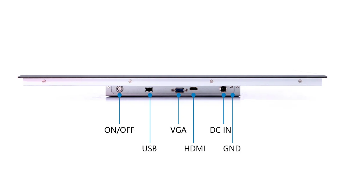 FPM-S1902A industrial monitor (standard screen) - front panel I/O layout