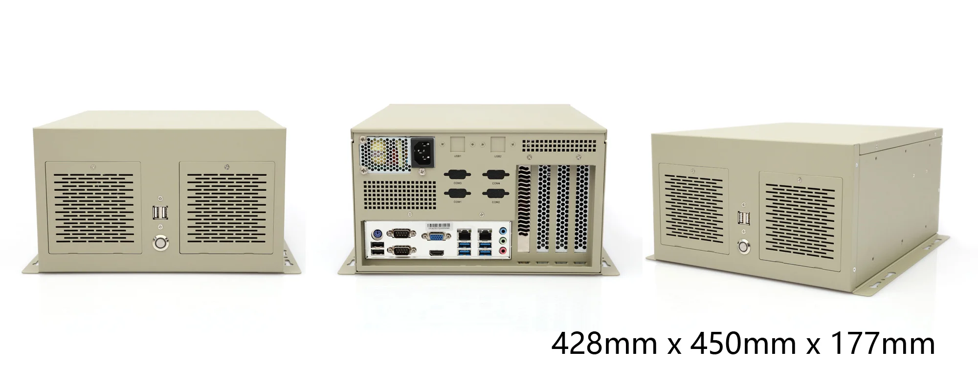 IPC-W10-HGSeries rackmount industrial server - three-view dimensions (mm)