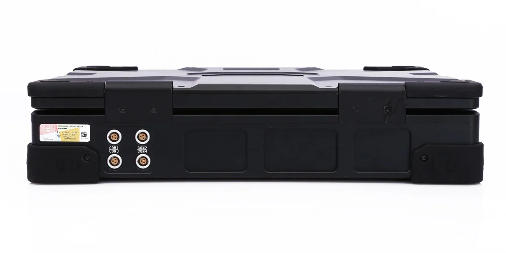 MPC-AS-W150-T2-A dual-screen rugged portable workstation - front panel I/O layout