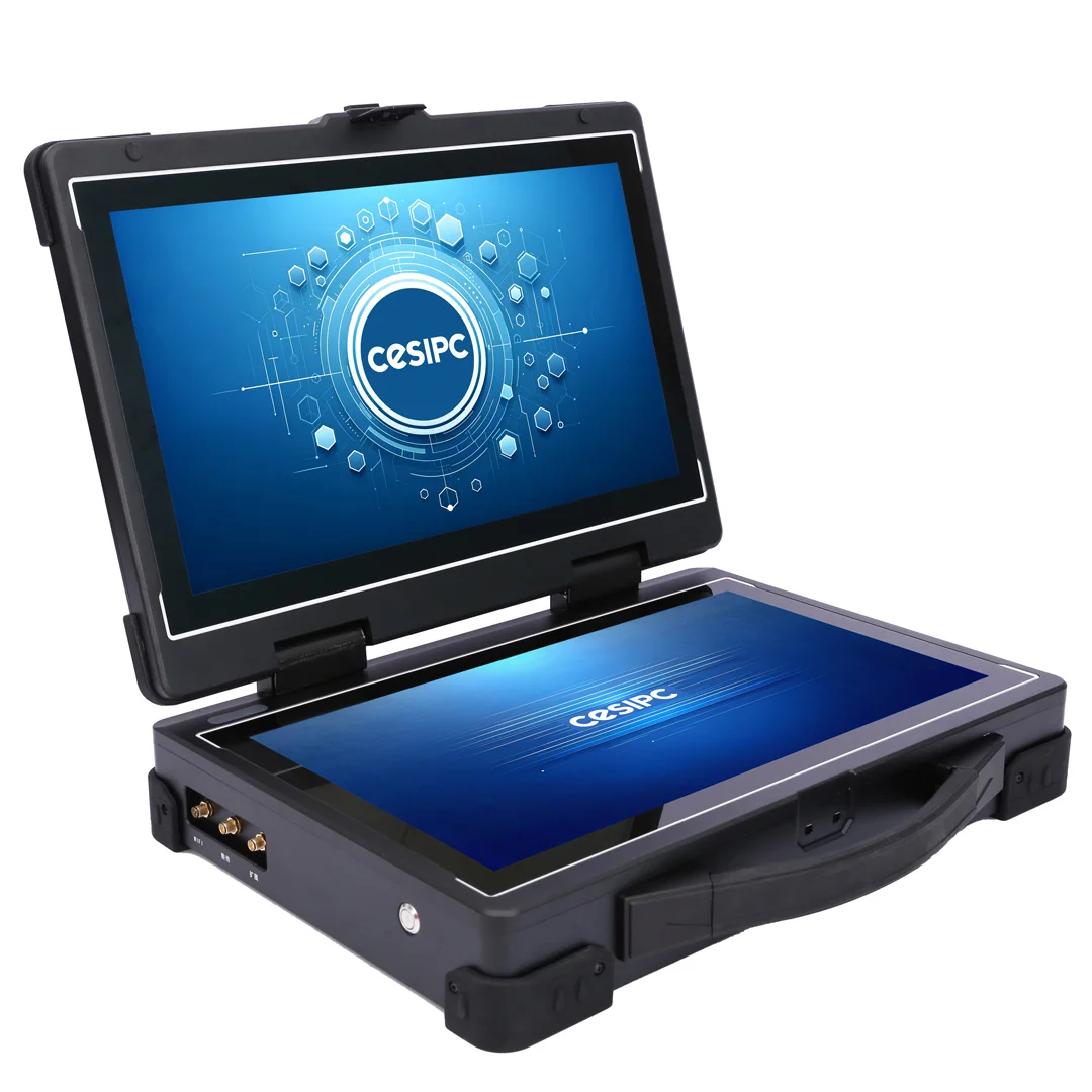 MPC-AS-W150-T2-A dual-screen rugged portable workstation - front main view - CESIPC