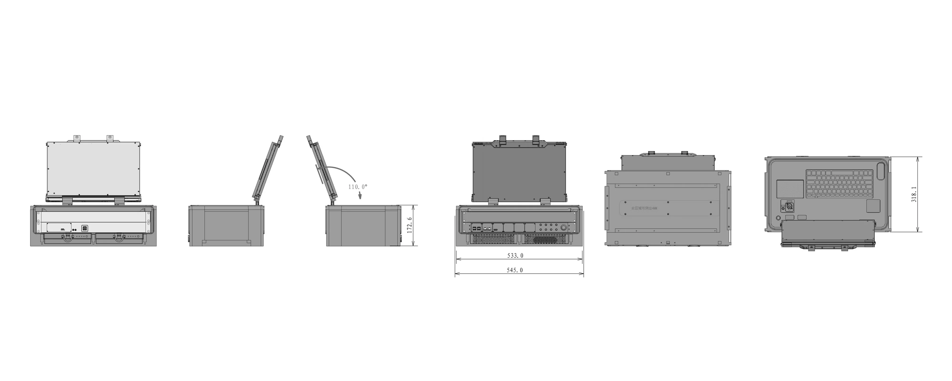 MPC-TS-W150-T3 FIDCP field command platform - three-view dimensional drawing (mm)
