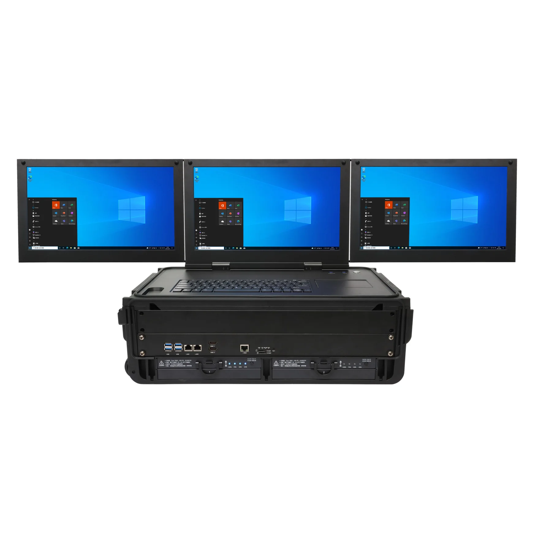 MPC-TS-W150-T3 FIDCP three-screen rugged command console front view — CESIPC