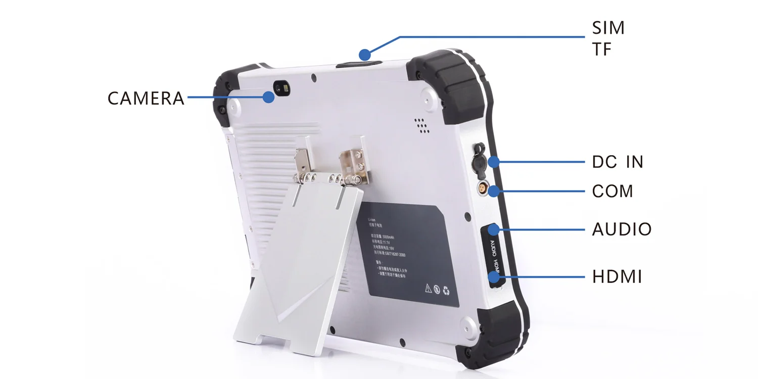 TPC-1042B rugged handheld field terminal - front panel I/O layout