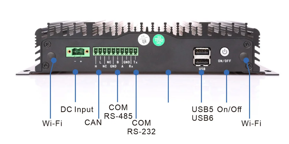 UPC-206E universal box industrial PC - rear panel I/O layout