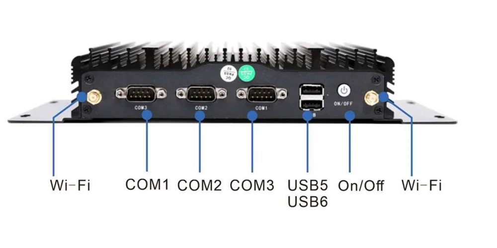 UPC-209B universal box industrial PC - rear panel I/O layout