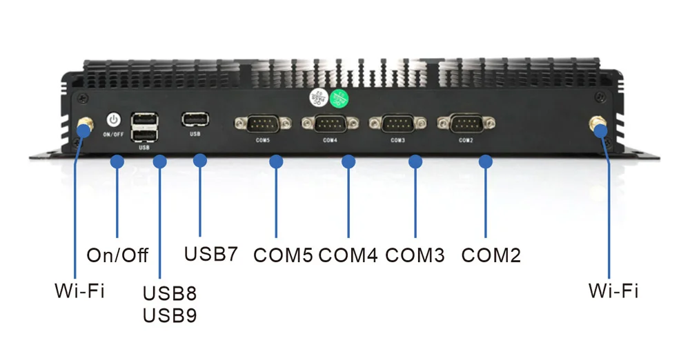 UPC-302D universal box industrial PC - rear panel I/O layout