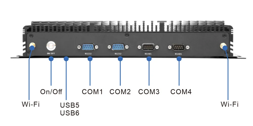 UPC-309C universal box industrial PC - front panel I/O layout