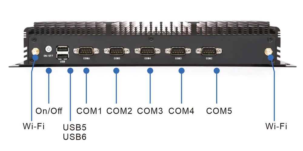 UPC-309R universal box industrial PC - rear panel I/O layout