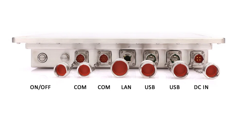 WPC-S1572A-G fully sealed high-protection panel PC (G-grade / IP69K) - front panel I/O layout